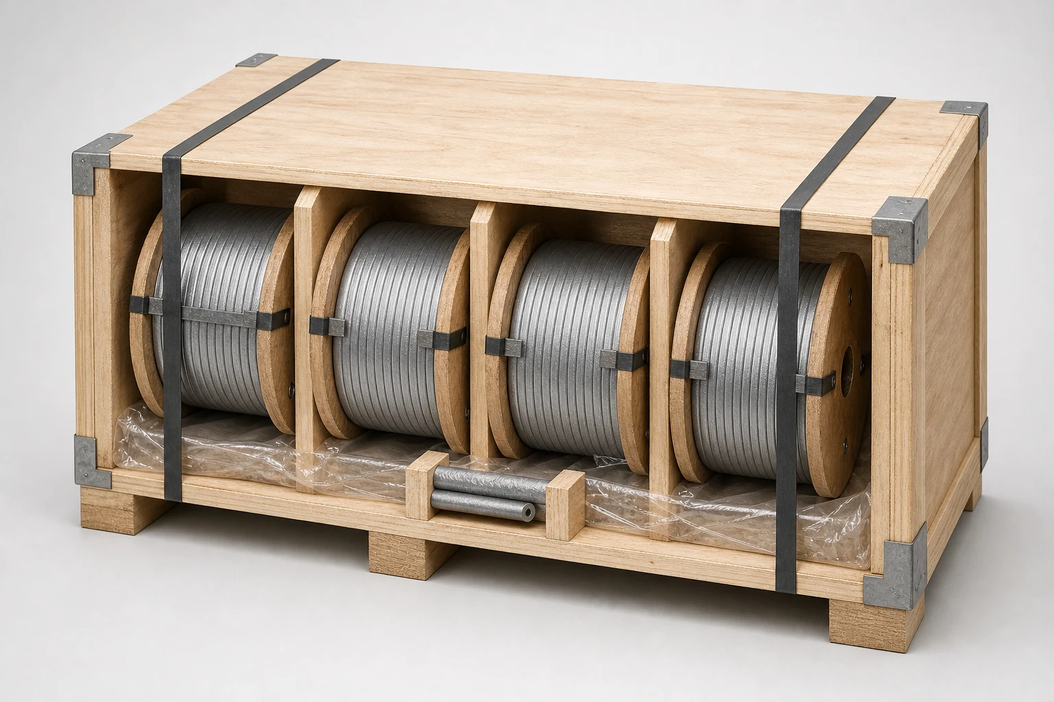 Ánodos de cinta de zinc con embalaje de exportación en carretes de madera individuales